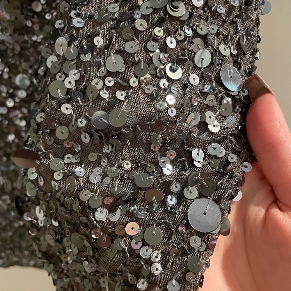 Aidan Mattox Silver Sequin Mini Dress - Picture 7 of 7
